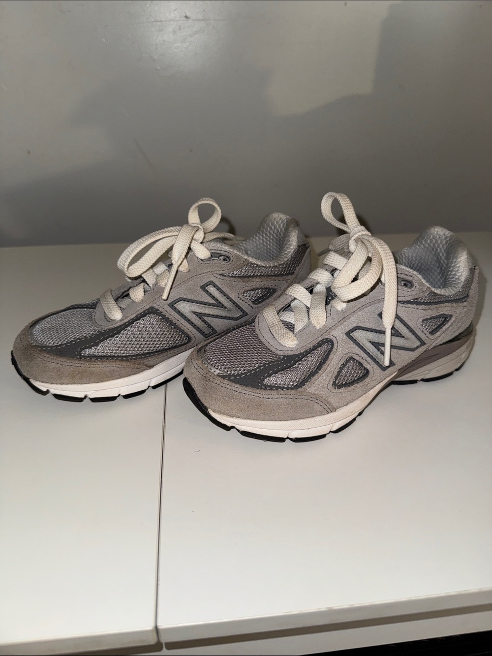 New Balance Kids Light Gray Mesh & Suede Sneakers